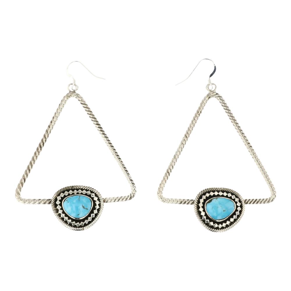 RB Kingman Turquoise Triangle Shaped Twist Wire Earrings (1 of 2)