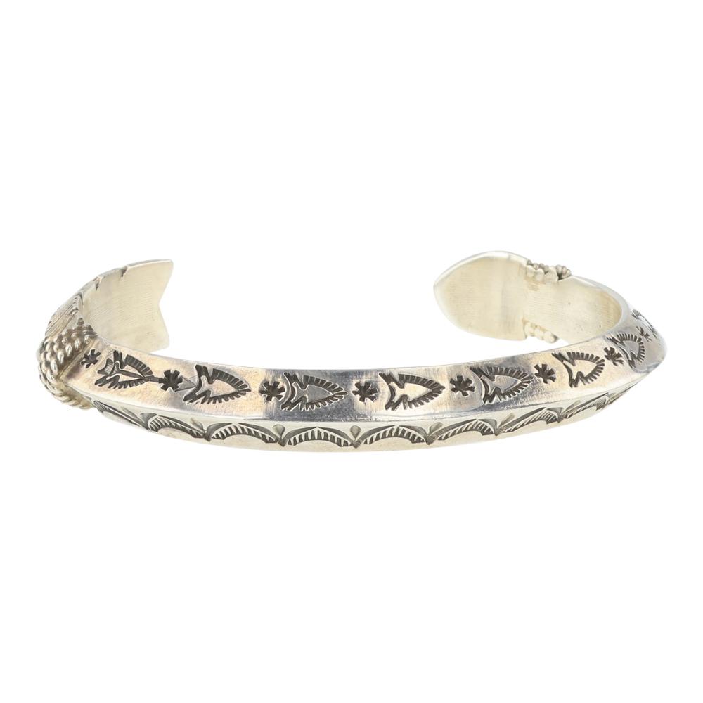 Delayne Reeves Navajo Plain Silver Arrow Stamped Triangle Wire Heavy Cuff Bracelet (1 of 5)