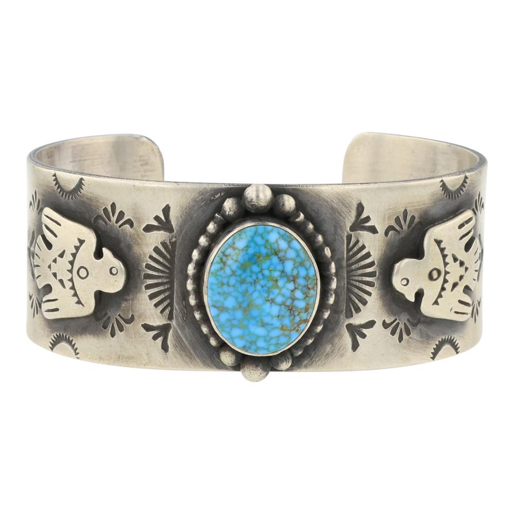 Randall Endito Turquoise Mountain Turquoise Thunderbird Cuff Bracelet (1 of 4)
