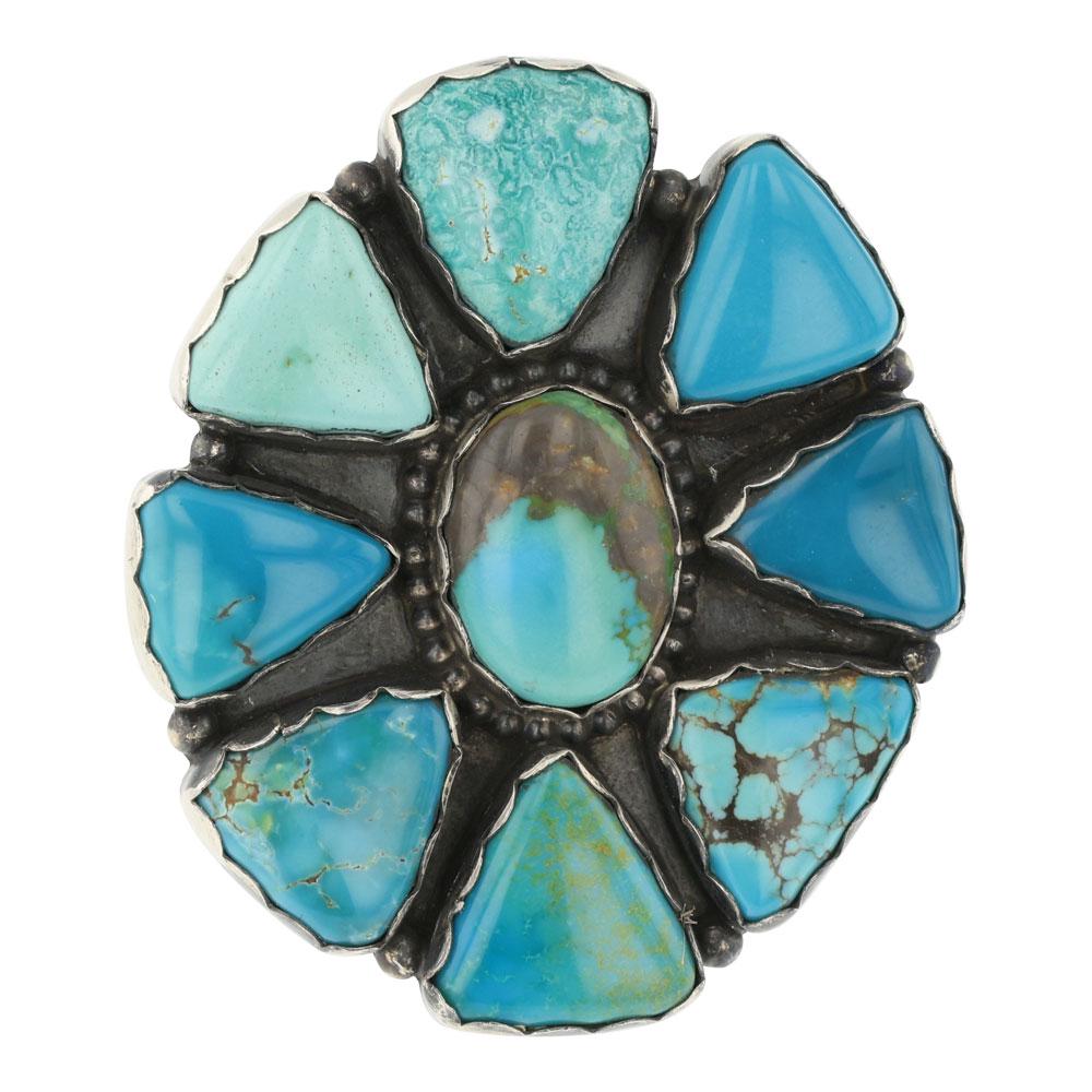 Blaine Yellowhorse Nevada Turquoise Cluster Ring (1 of 3)