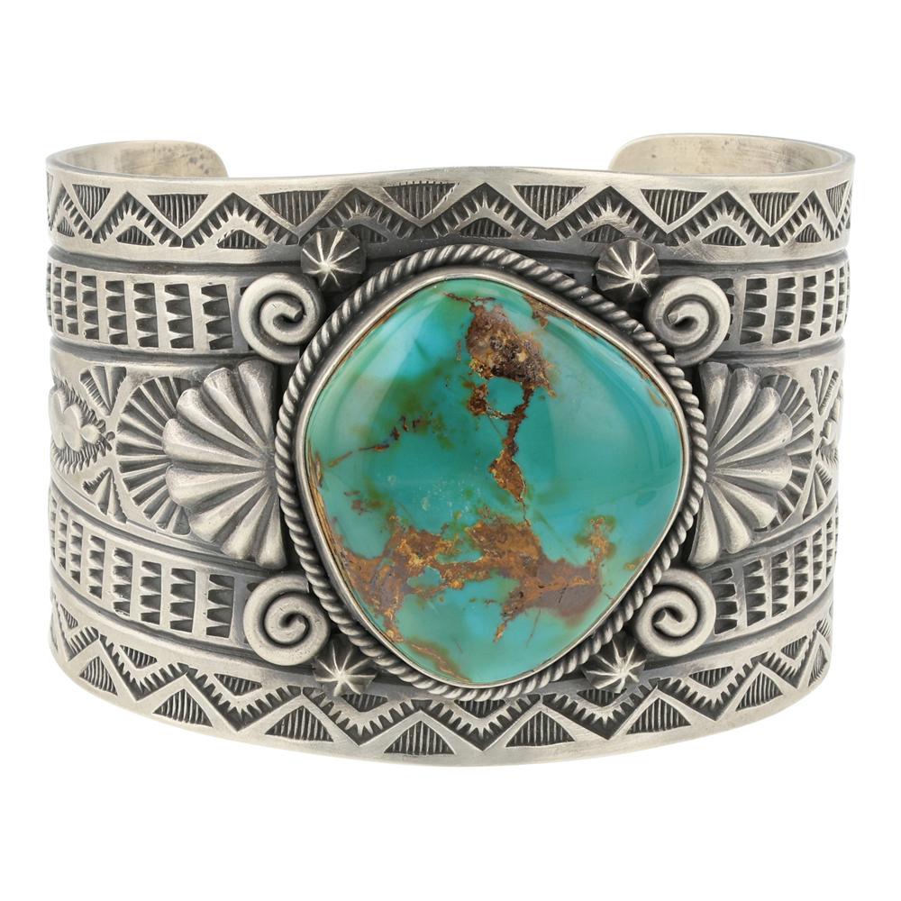 Elgin Tom Royston Turquoise Stamp Work Cuff Bracelet (1 of 3)