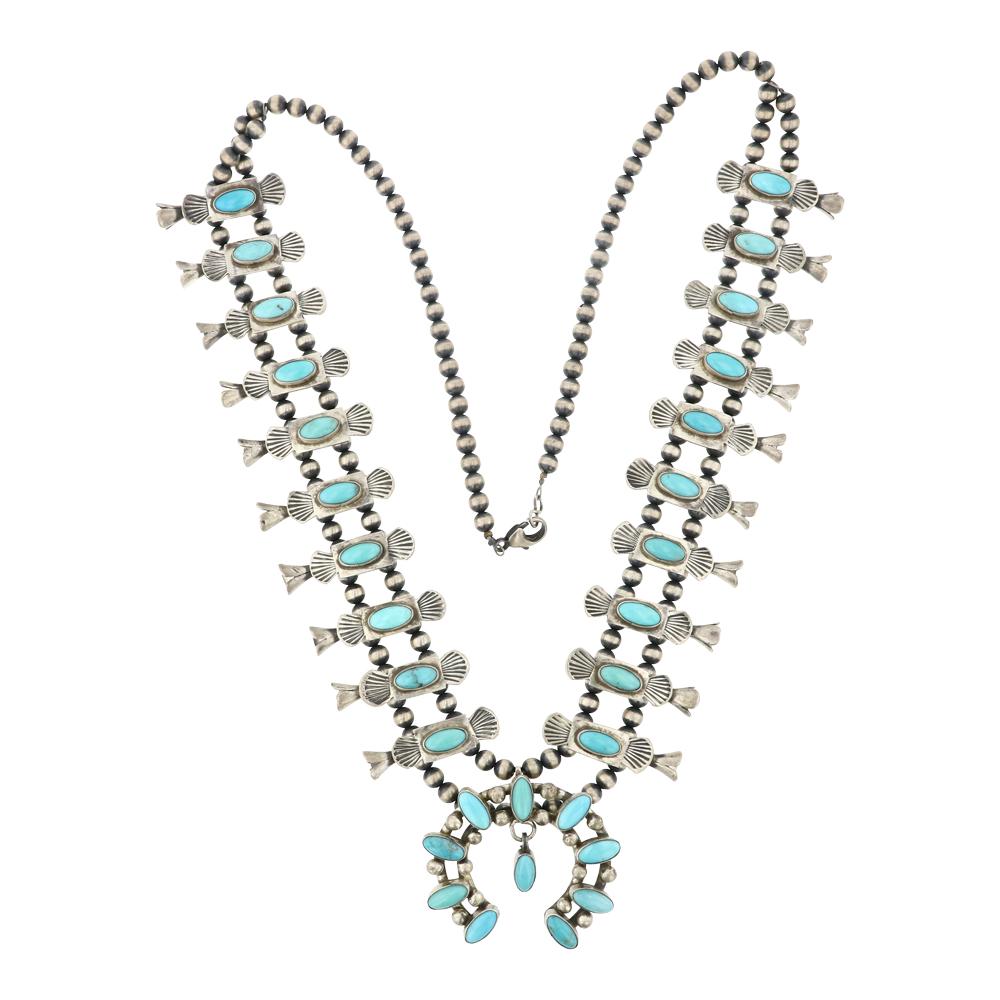 Ella Peters Compitos Turquoise Bow In Box Squash Blossom Necklace (1 of 3)