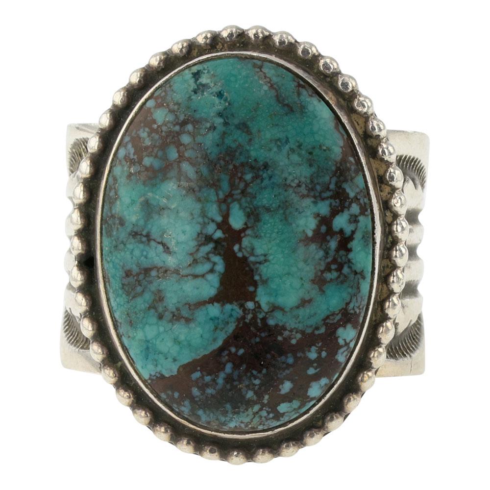 Leonard Maloney Navajo Spiderweb Turquoise Ring (1 of 4)