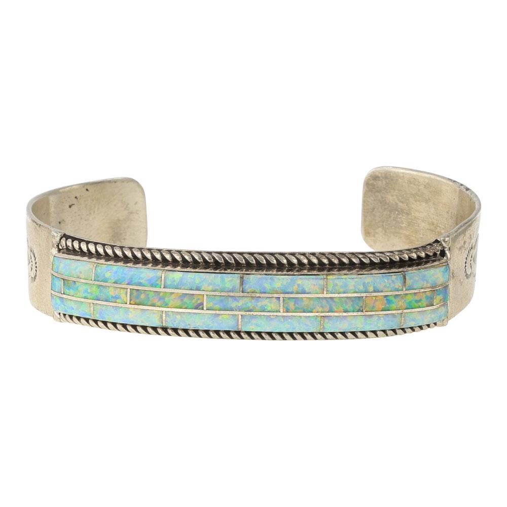 Jason Livingston Synthetic Opal Inlay Cuff Bracelet (1 of 4)
