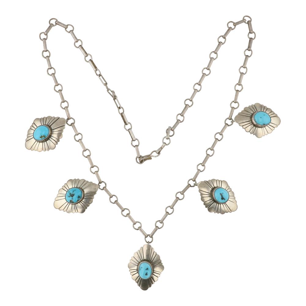 Vintage Navajo Kingman Nugget Turquoise Necklace (1 of 3)