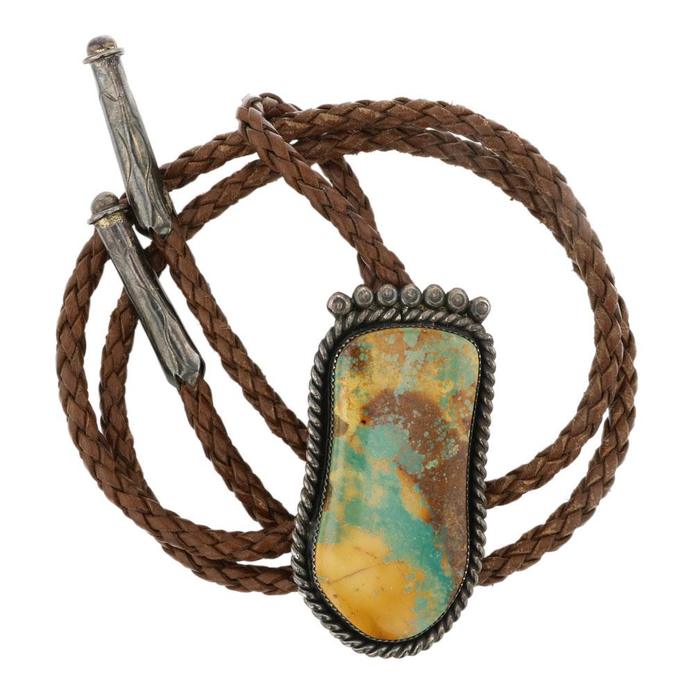 Fannie Platero Vintage Navajo Royston Turquoise Bolo Tie (1 of 3)