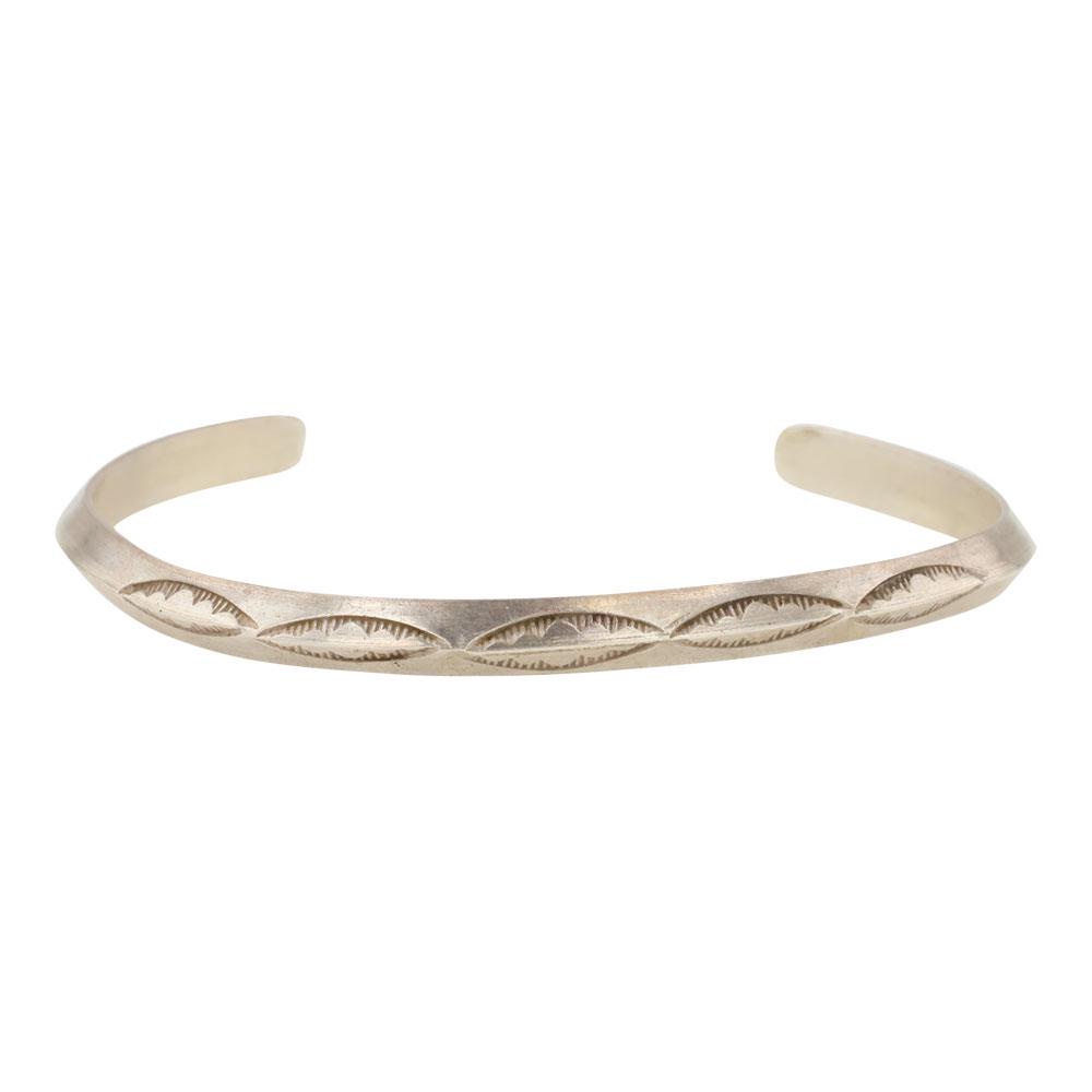 Navajo Plain Silver Stamp Triangle Wire Bracelet (1 of 4)