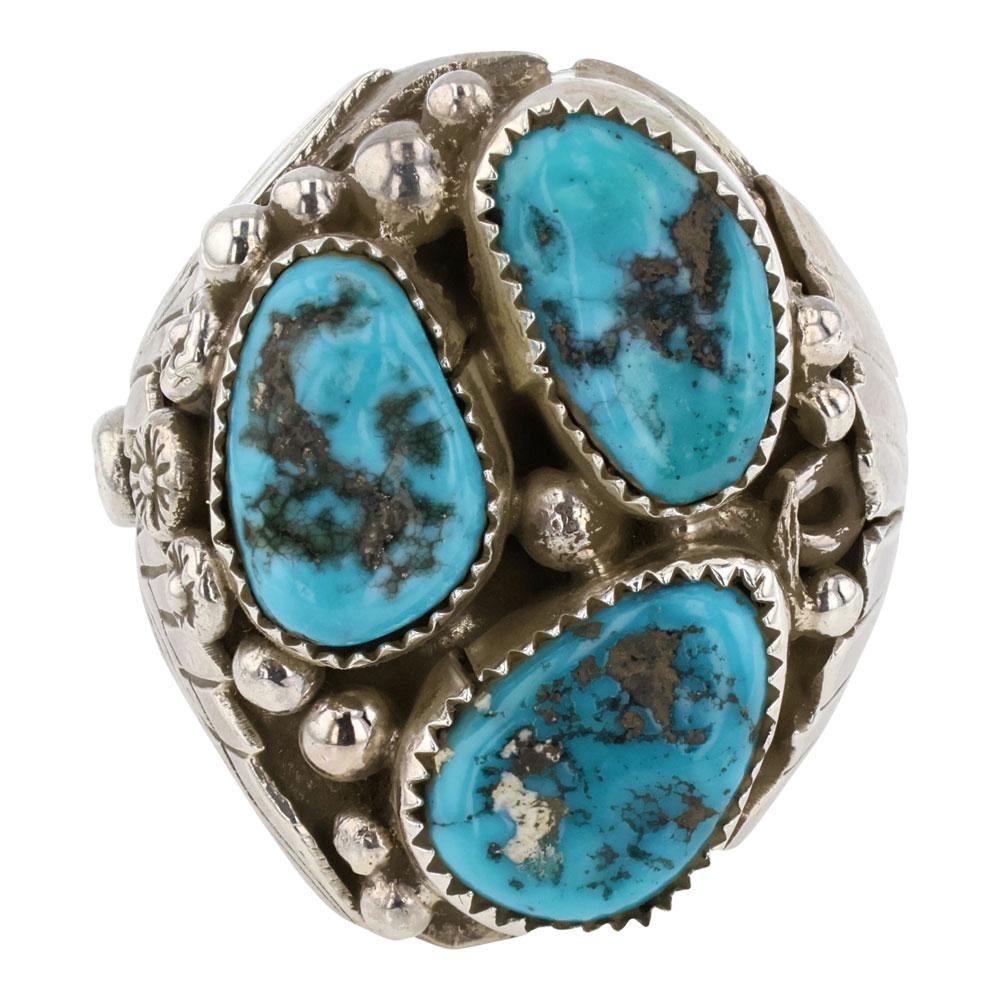 Joe Tso Navajo Kingman Turquoise Men's Ring (1 of 3)