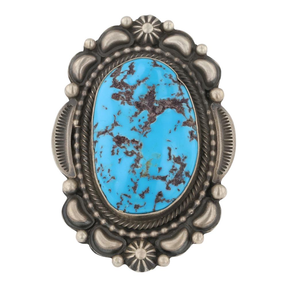 Tom Lewis Navajo Kingman Turquoise Bump-Out Ring (1 of 3)