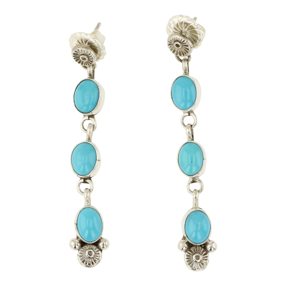 Ella Linkin Navajo Kingman Turquoise Earrings (1 of 2)