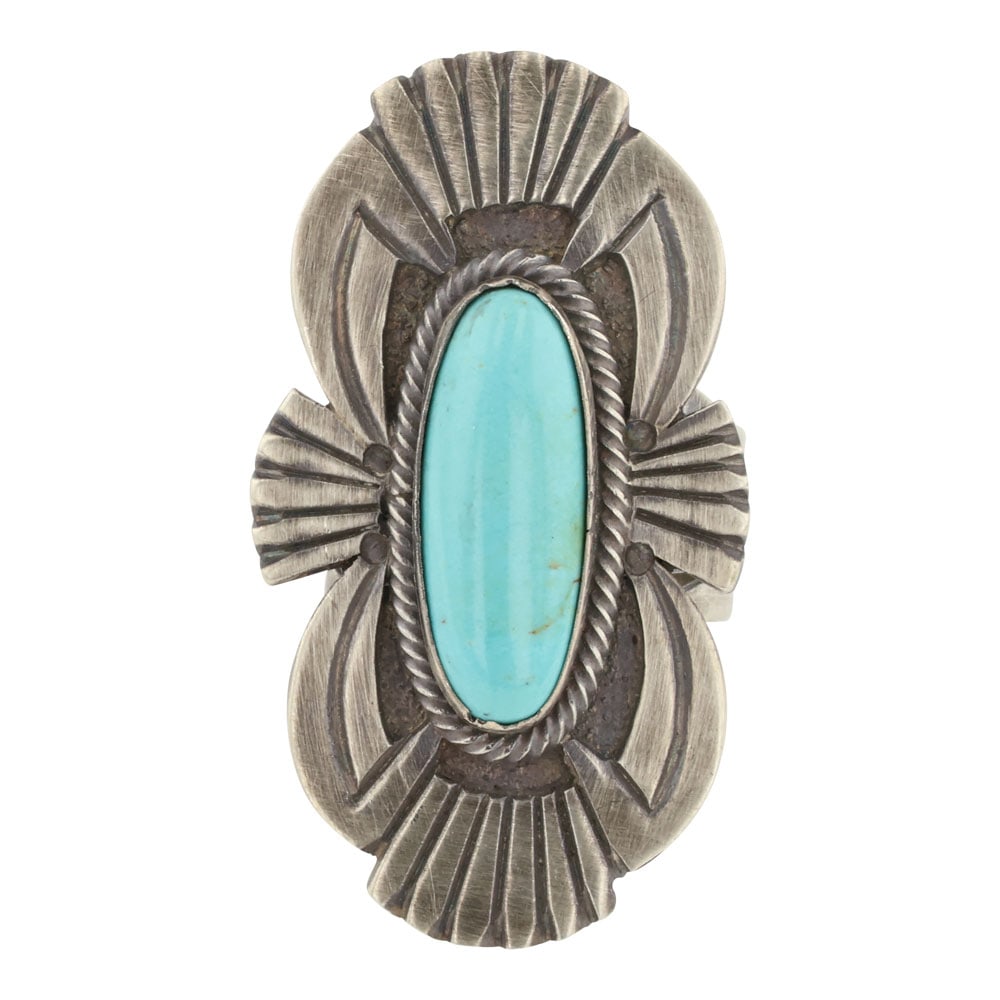 Navajo Compitos Turquoise Long Oval Ring (1 of 3)