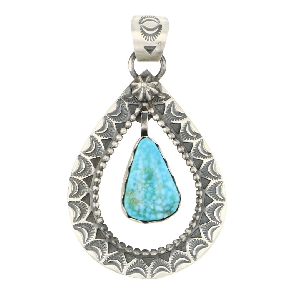 Mark Yazzie Kingman Turquoise Tear Drop Pendant (1 of 2)
