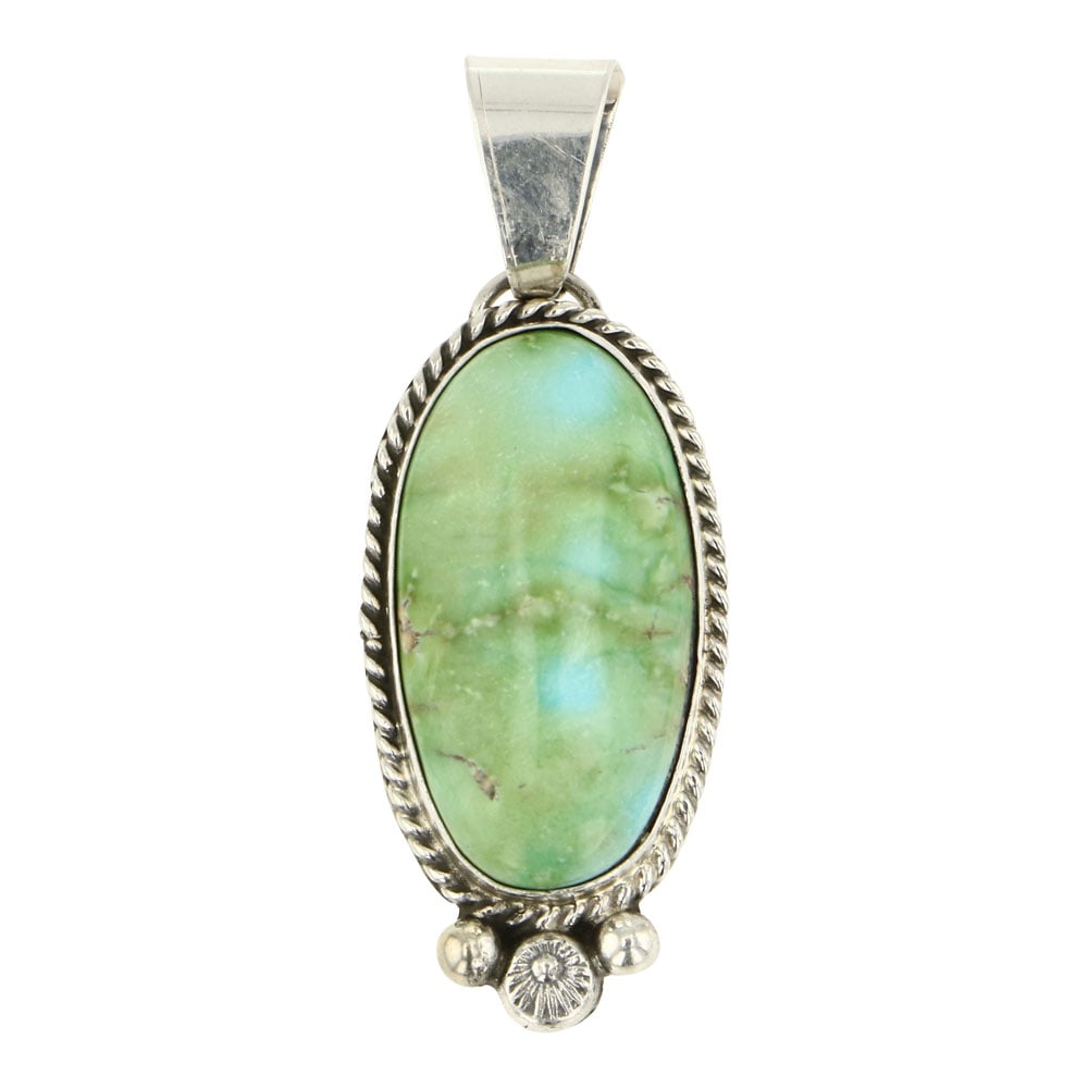 Navajo Sonoran Mountain Turquoise Pendant: Sterling Silver | Genuine Sonoran Mountain Turquoise | Navajo Sonoran Mountain Turquoise Pendant | Navajo Native American Southwest Indian Jewelry | Approximate Weight: 6 Grams | Dimensions: Pendant: 