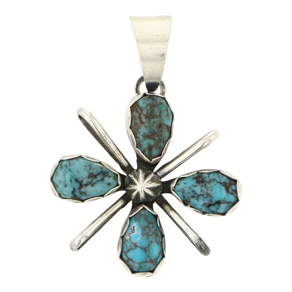 Randy Billy Egyptian Turquoise Pendant: Sterling Silver | Genuine Egyptian Turquoise | Randy Billy Egyptian Turquoise Pendant | Navajo Native American Southwest Indian Jewelry | Approximate Weight: 11 Grams | Dimensions: Pendant: 1.25" x 2"
