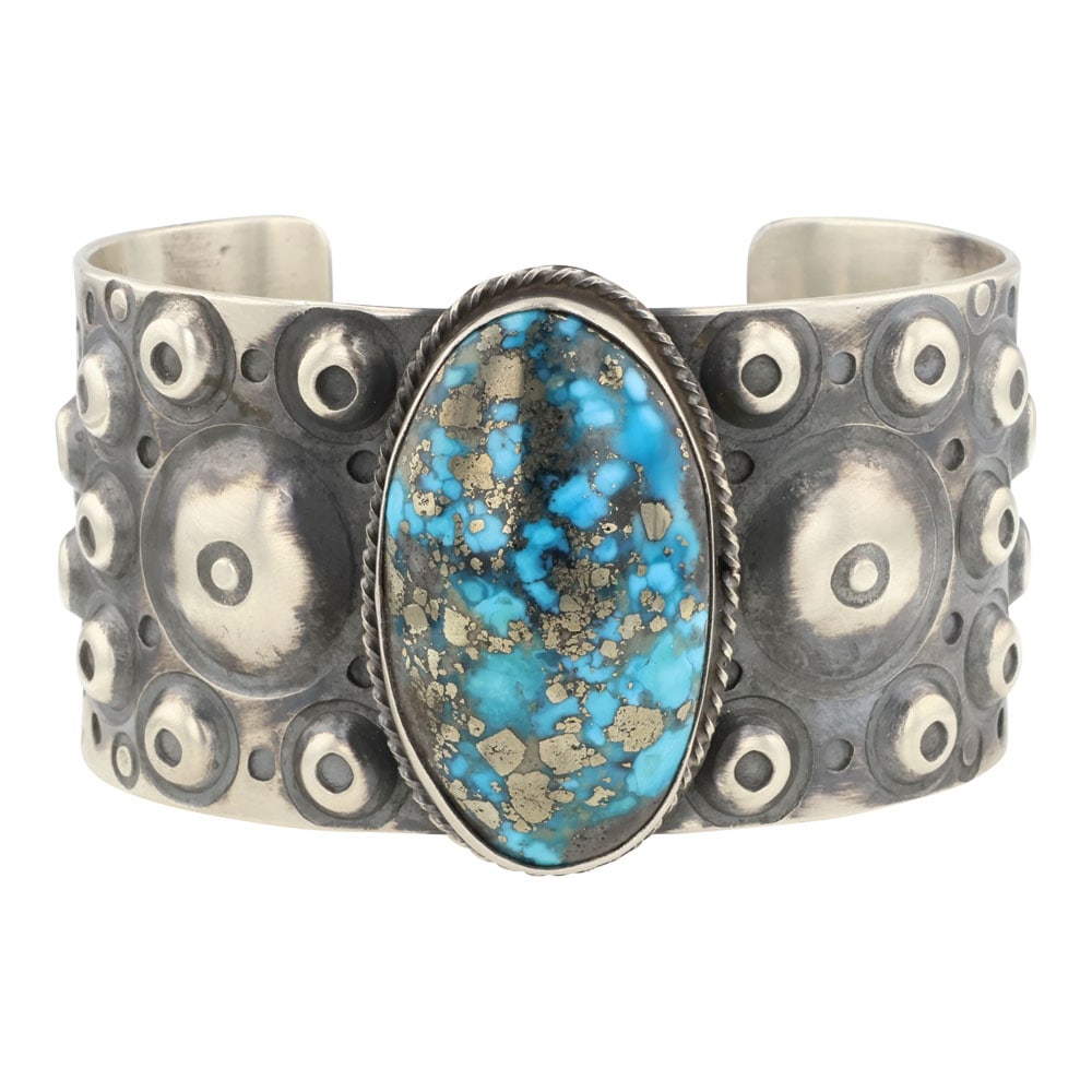 Navajo Persian Turquoise High Domed Cuff Bracelet (1 of 4)