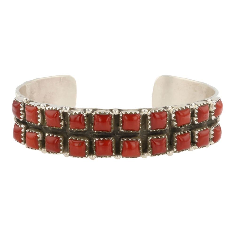 Geraldine James Mediterranean Coral Two Row Cuff Bracelet (1 of 4)