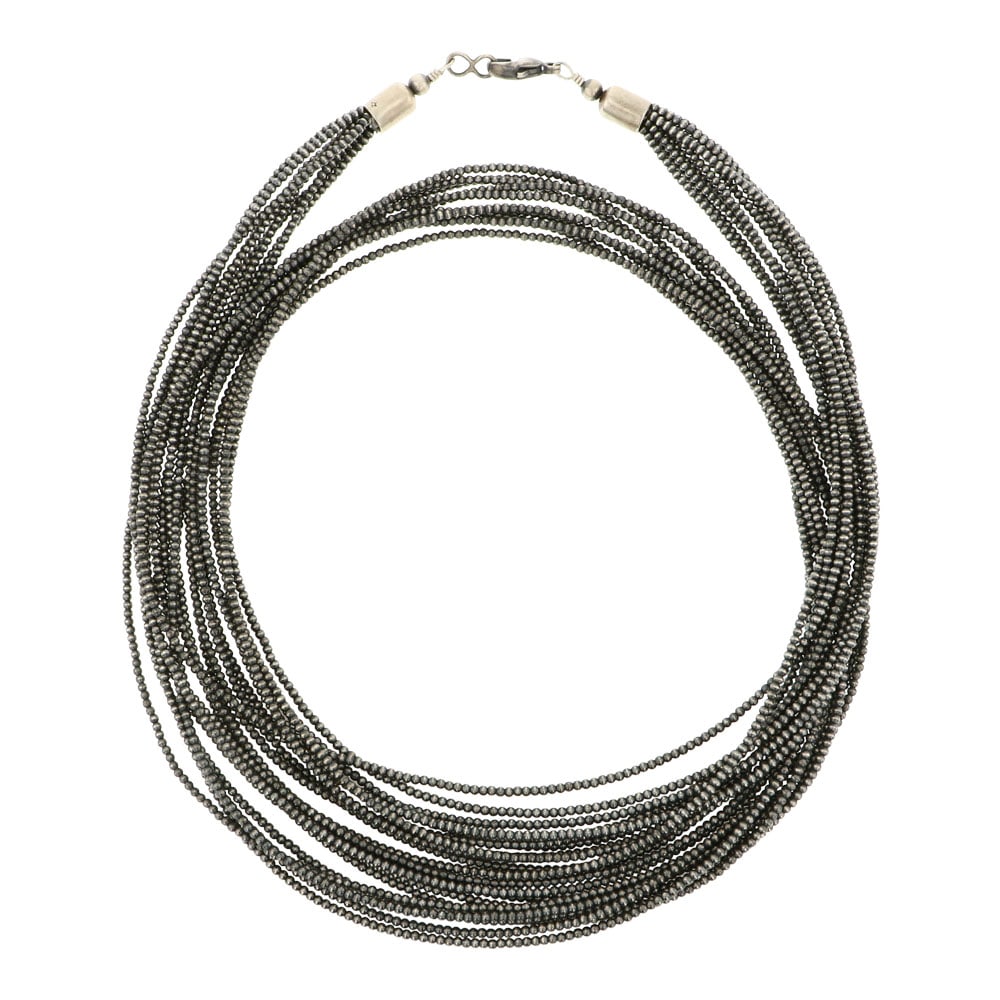 10 Strand 3mm Sterling Silver Oxidized Beads Necklace (1 of 2)