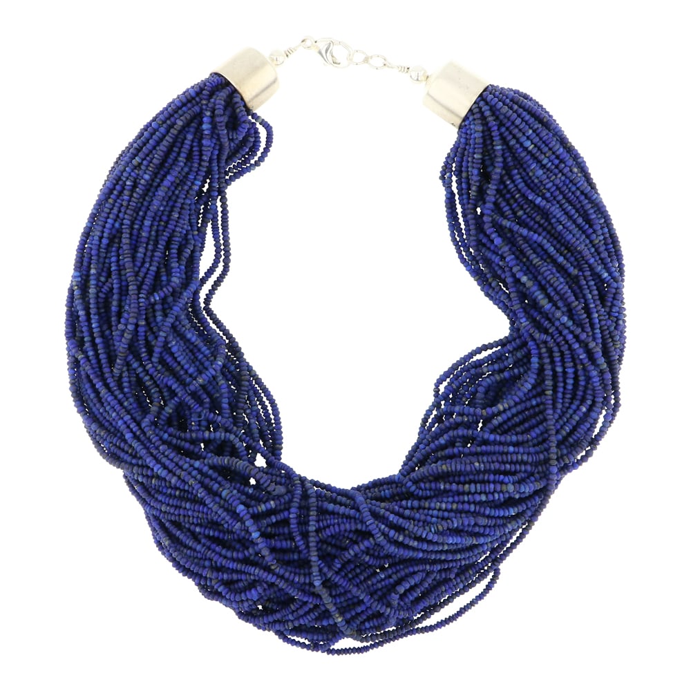 Navajo Strung 75 Strand 3mm Lapis Necklace (1 of 2)