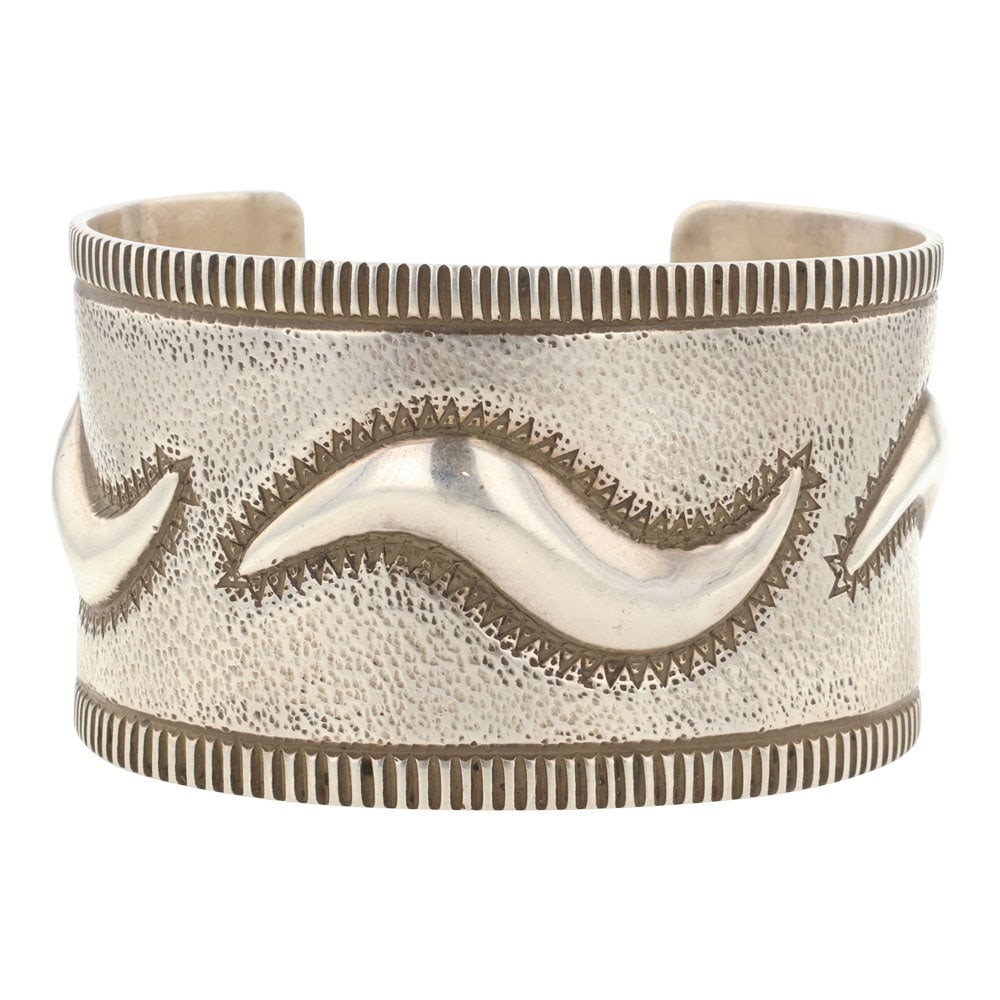 Edison Cummings Vintage Navajo Plain Silver Intricate Cuff Bracelet (1 of 4)