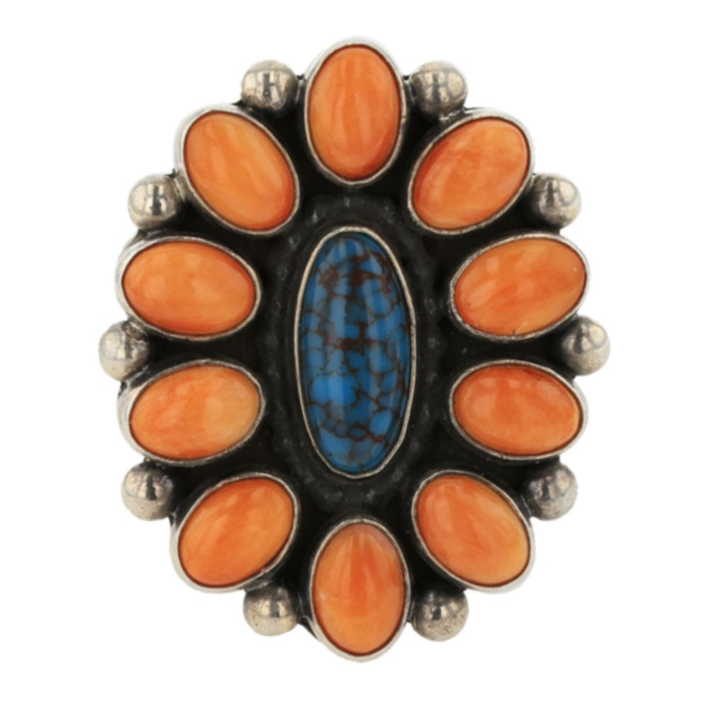 Elgin Tom Spiny Oyster & Egyptian Turquoise Cluster Ring (1 of 3)