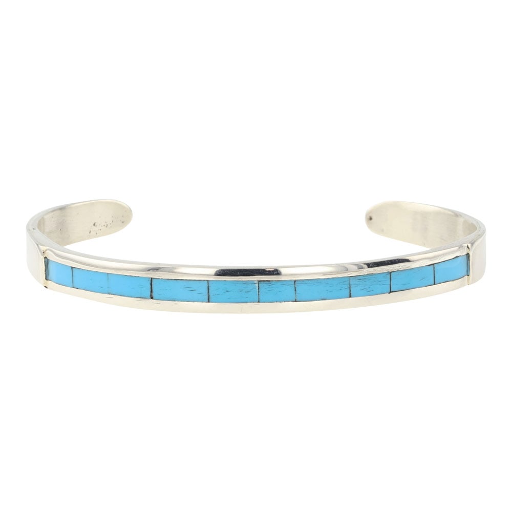 Zuni Kingman Turquoise Channel Inlay Cuff Bracelet (1 of 3)