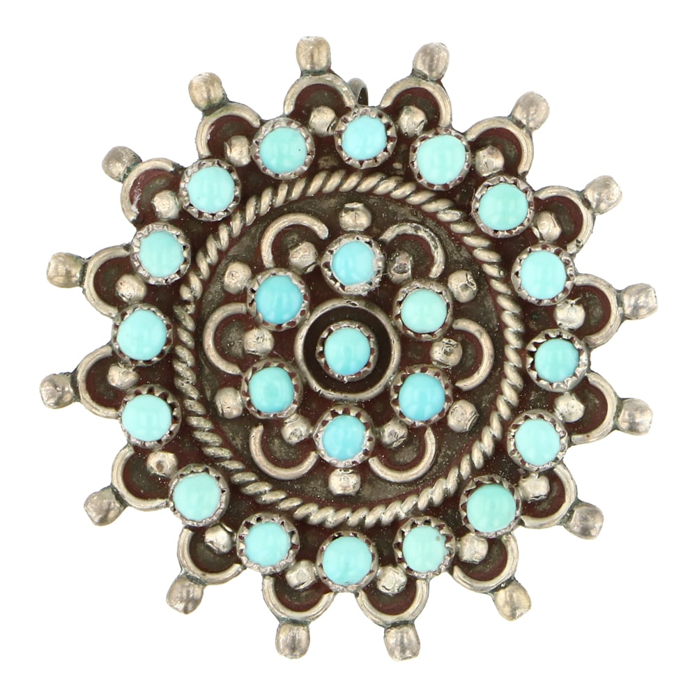 Vintage Zuni Kingman Turquoise Cluster Pin & Pendant (1 of 2)
