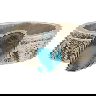 Navajo Tufa Cast Bisbee Turquoise Ring: Sterling Silver | Genuine Bisbee Turquoise | Navajo Tufa Cast Bisbee Turquoise Ring | Navajo Native American Southwest Indian Jewelry | Approximate Weight: 15 Grams | Dimensions: Ring: 11.25 size, .5"