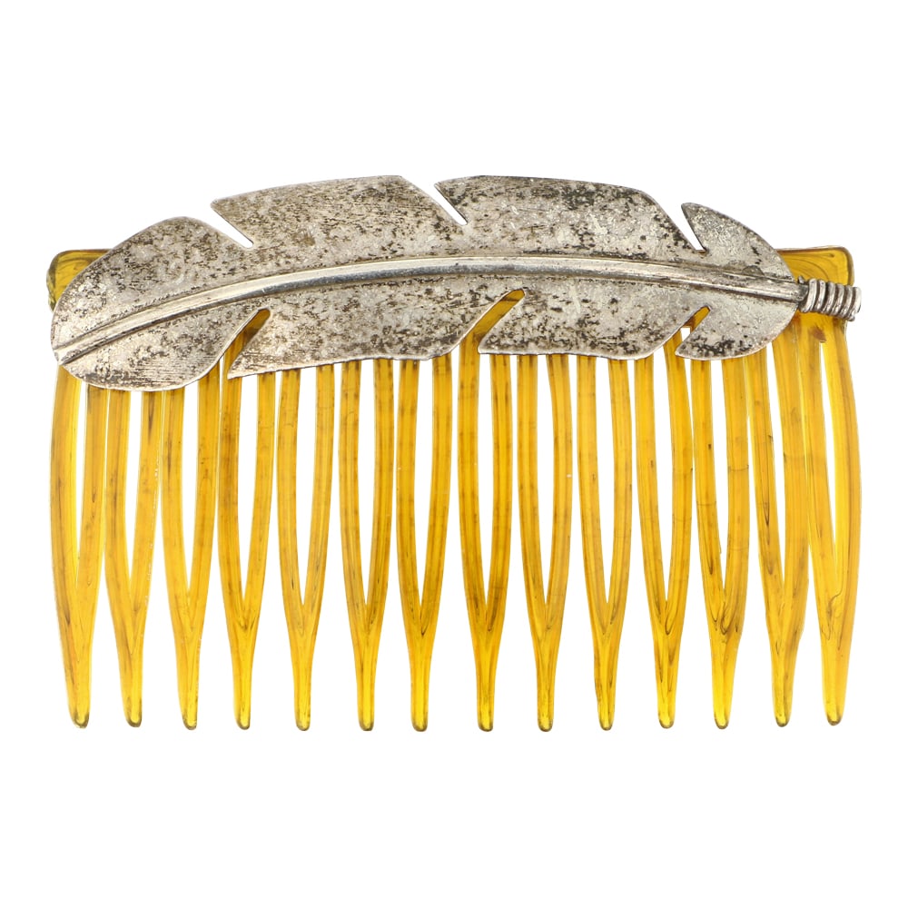 Vintage Navajo Plain Silver Feather Hair Barrette: Sterling Silver | | Vintage Navajo Plain Silver Feather Hair Barrette | Navajo Native American Southwest Indian Jewelry | Approximate Weight: 10 Grams | Dimensions: Hairpin: 3" x 2" |