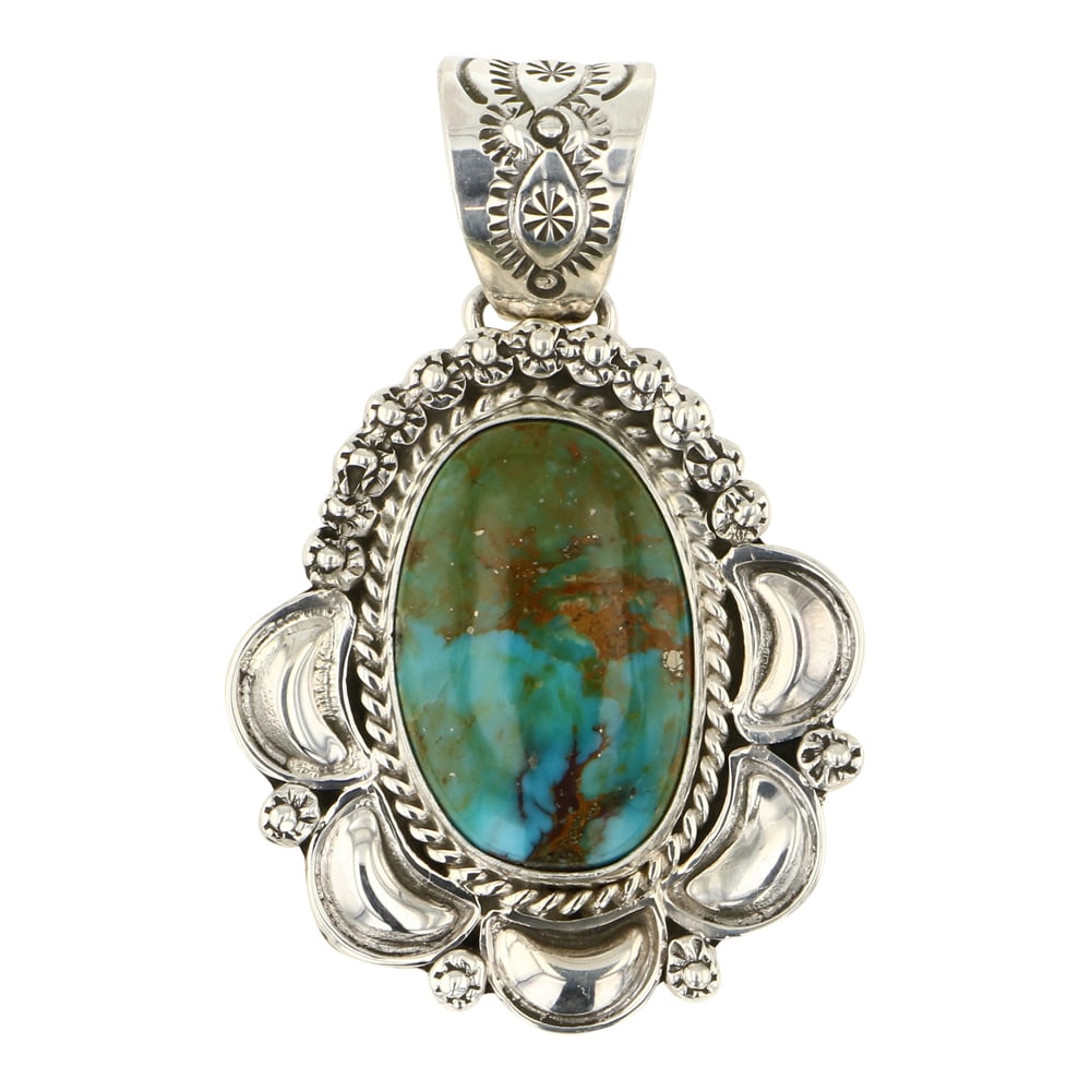 John Nelson Navajo Royston Turquoise Bump out Pendant (1 of 2)