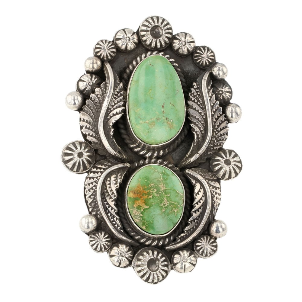 Damian Cotton Navajo Emerald Valley Turquoise Adjustable Ring (1 of 3)