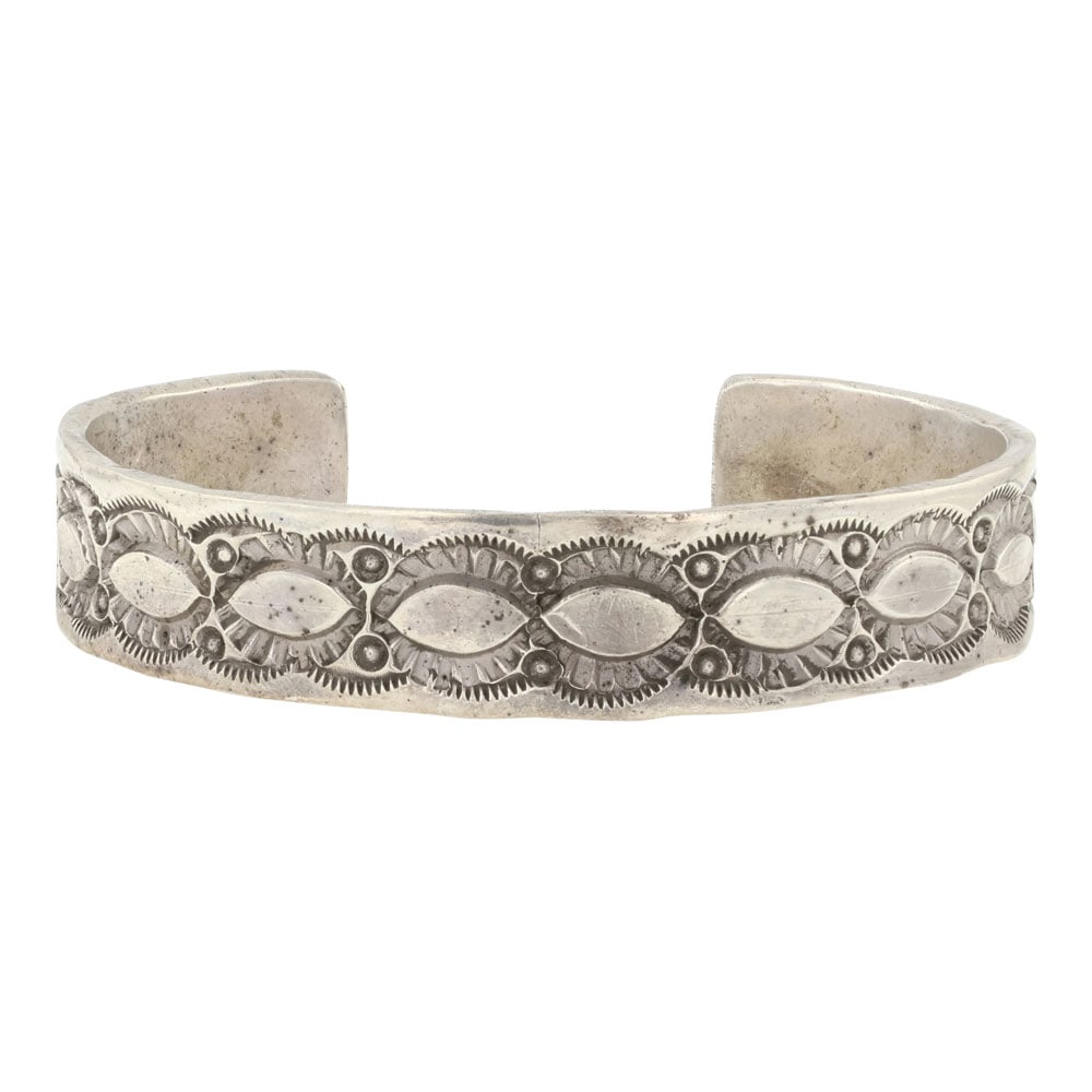 Vintage Navajo Plain Silver Stamp Cuff Bracelet (1 of 4)