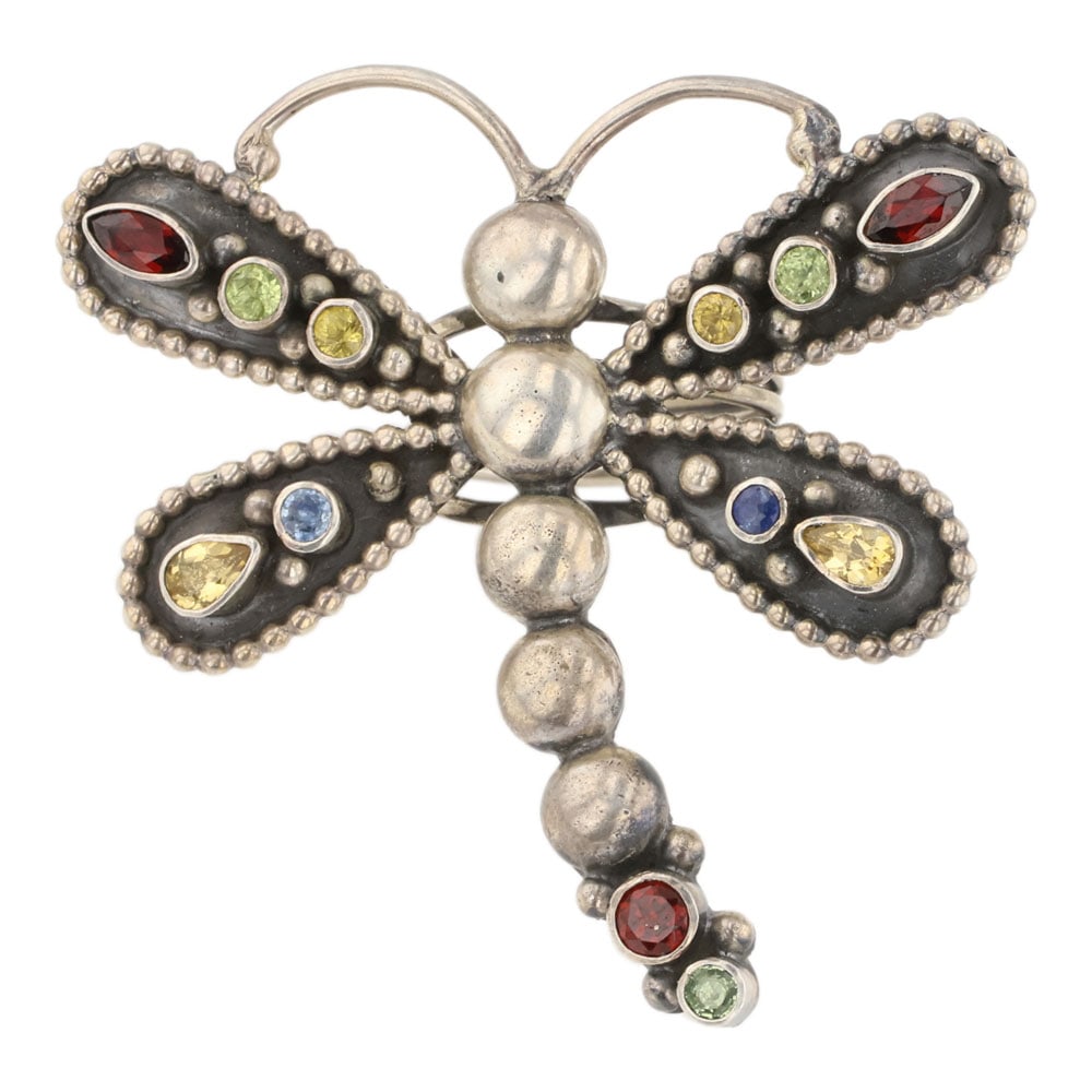 Darrin Livingston Navajo Faceted Amethyst Garnet & Peridot Dragonfly Ring (1 of 3)
