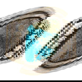 Old Pawn Navajo Nevada Turquoise Cuff Bracelet: Sterling Silver | Genuine Nevada Turquoise | Old Pawn Navajo Nevada Turquoise Cuff Bracelet | Navajo Native American Southwest Indian Jewelry | Approximate Weight: 116 Grams | Dimensions: Bracelet: 5.