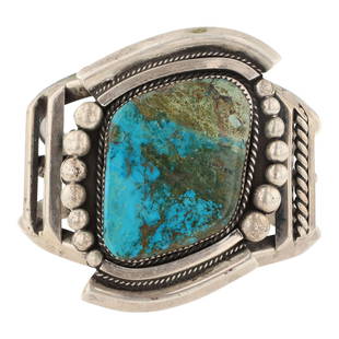 Old Pawn Navajo Nevada Turquoise Cuff Bracelet: Sterling Silver | Genuine Nevada Turquoise | Old Pawn Navajo Nevada Turquoise Cuff Bracelet | Navajo Native American Southwest Indian Jewelry | Approximate Weight: 116 Grams | Dimensions: Bracelet: 5.