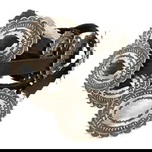 Navajo Plain Silver Stamp-Work Concho Belt: Sterling Silver | | Navajo Plain Silver Stamp-Work Concho Belt | Navajo Native American Southwest Indian Jewelry | Approximate Weight: 196 Grams | Dimensions: Belt: 51" length, 2" x 1.5" buckle, 2" x