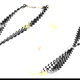 Lupe Lovato Santo Domingo Pueblo Acoma Jet Coral & Melon Shell Jacla Necklace: Lupe Lovato Santo Domingo Pueblo Acoma Jet Coral & Melon Shell Jacla Necklace | Santo Domingo Pueblo Native American Southwest Indian Jewelry | Approximate Weight: 390 Grams | Dimensions: Necklace
