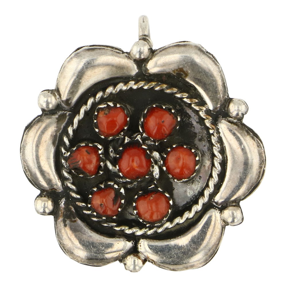 Vintage Navajo Coral Flower Pendant (1 of 2)