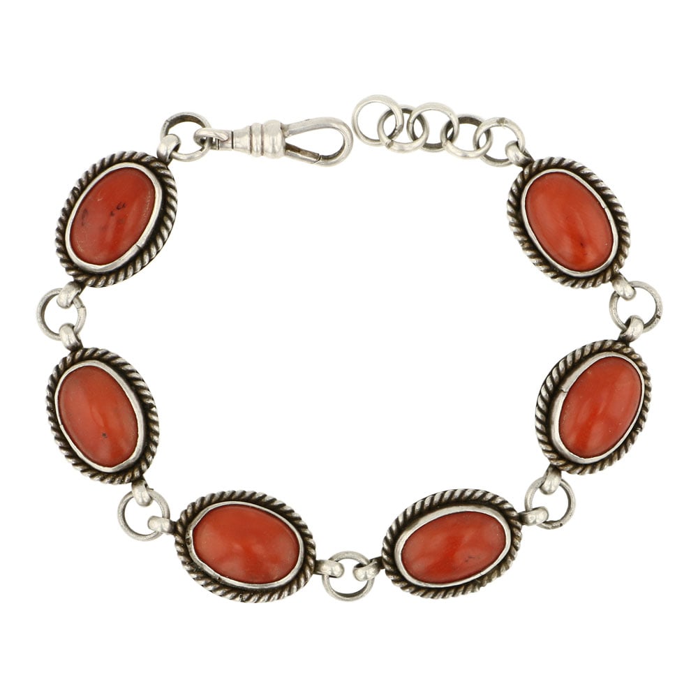 Navajo Mediterranean Coral Link Bracelet (1 of 2)