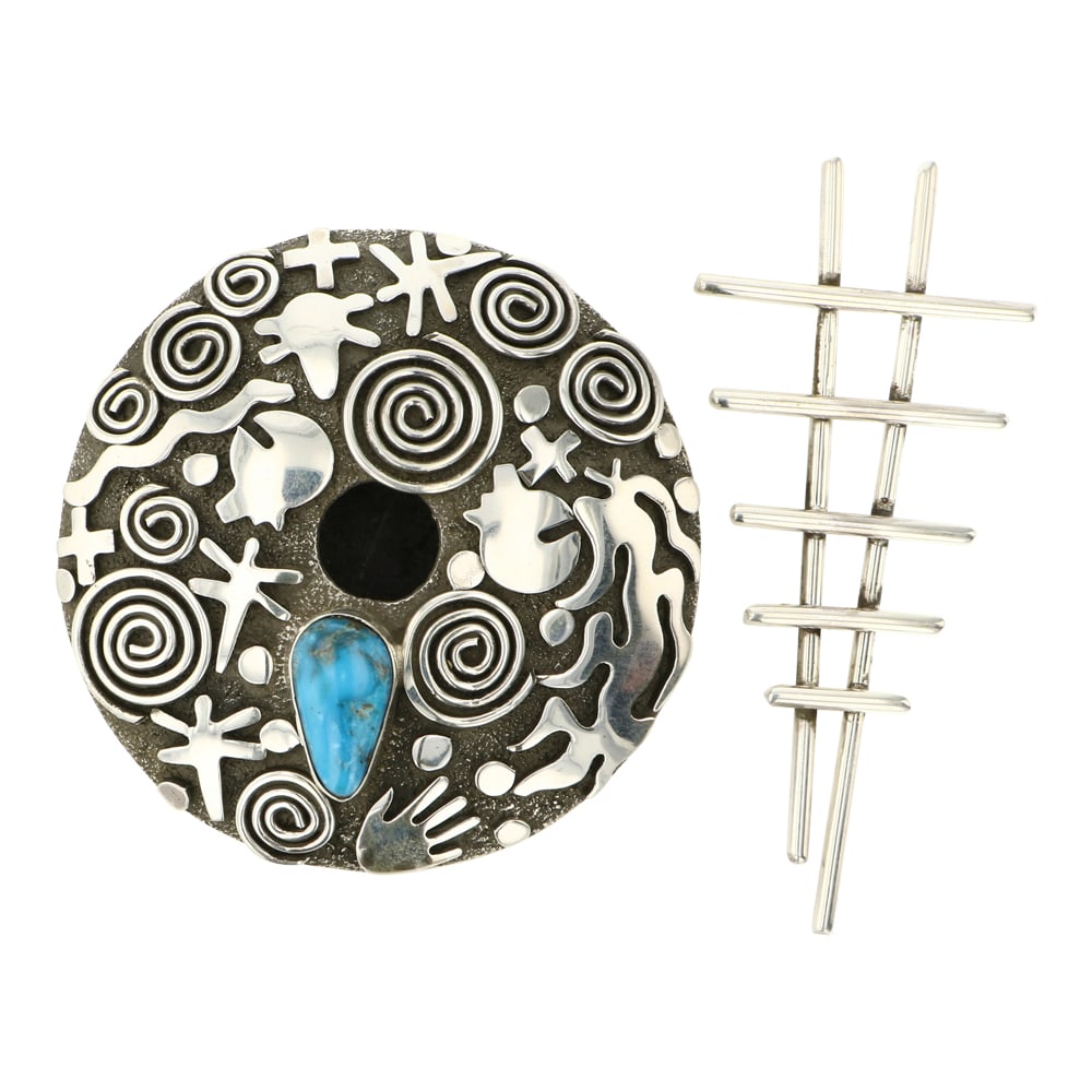 Alex Sanchez Blue Gem Turquoise Handmade Silver Seed Pot & Ladder (1 of 2)