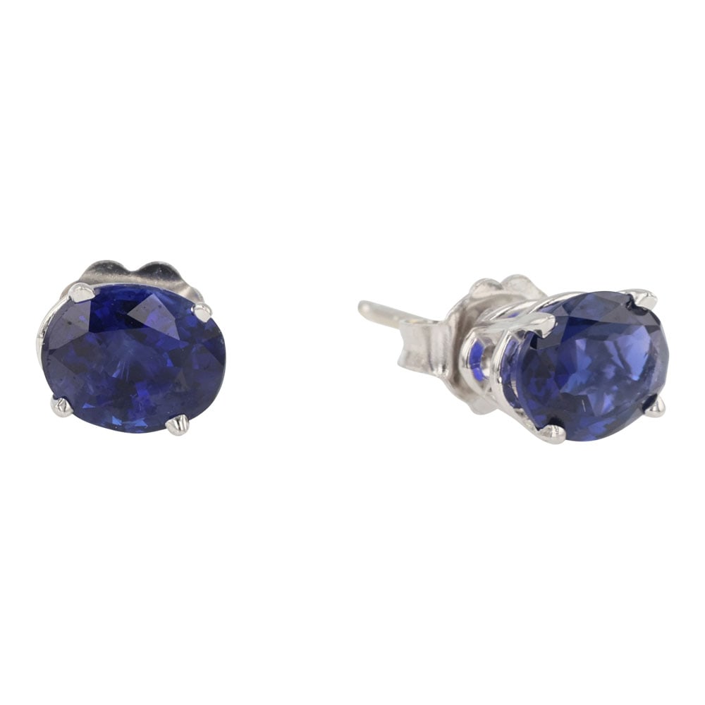 14K White Gold oval Sapphire earrings (1 of 3)