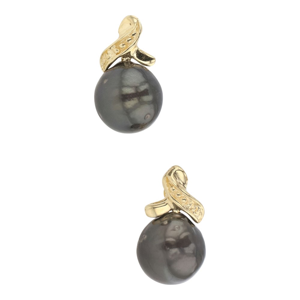 14K Gold cultured Black pearl earrings (1 of 3)