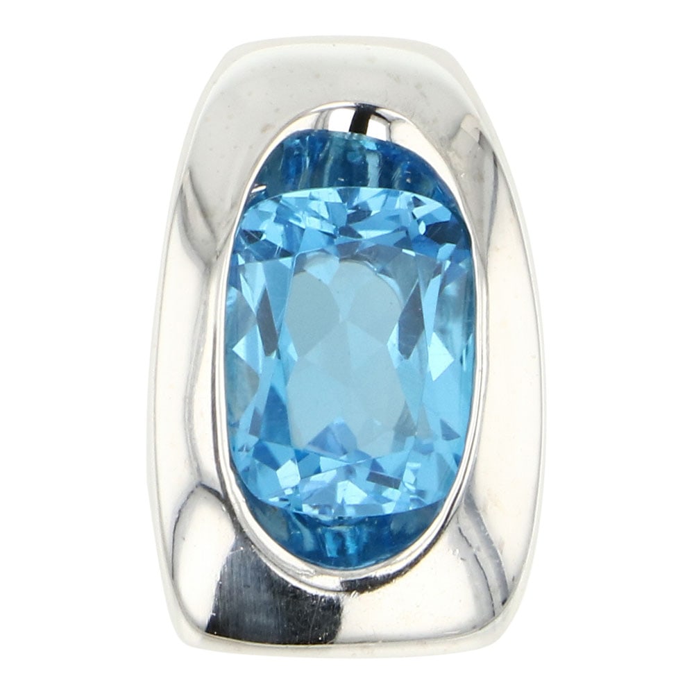 14K White Gold Blue Topaz pendant (1 of 4)