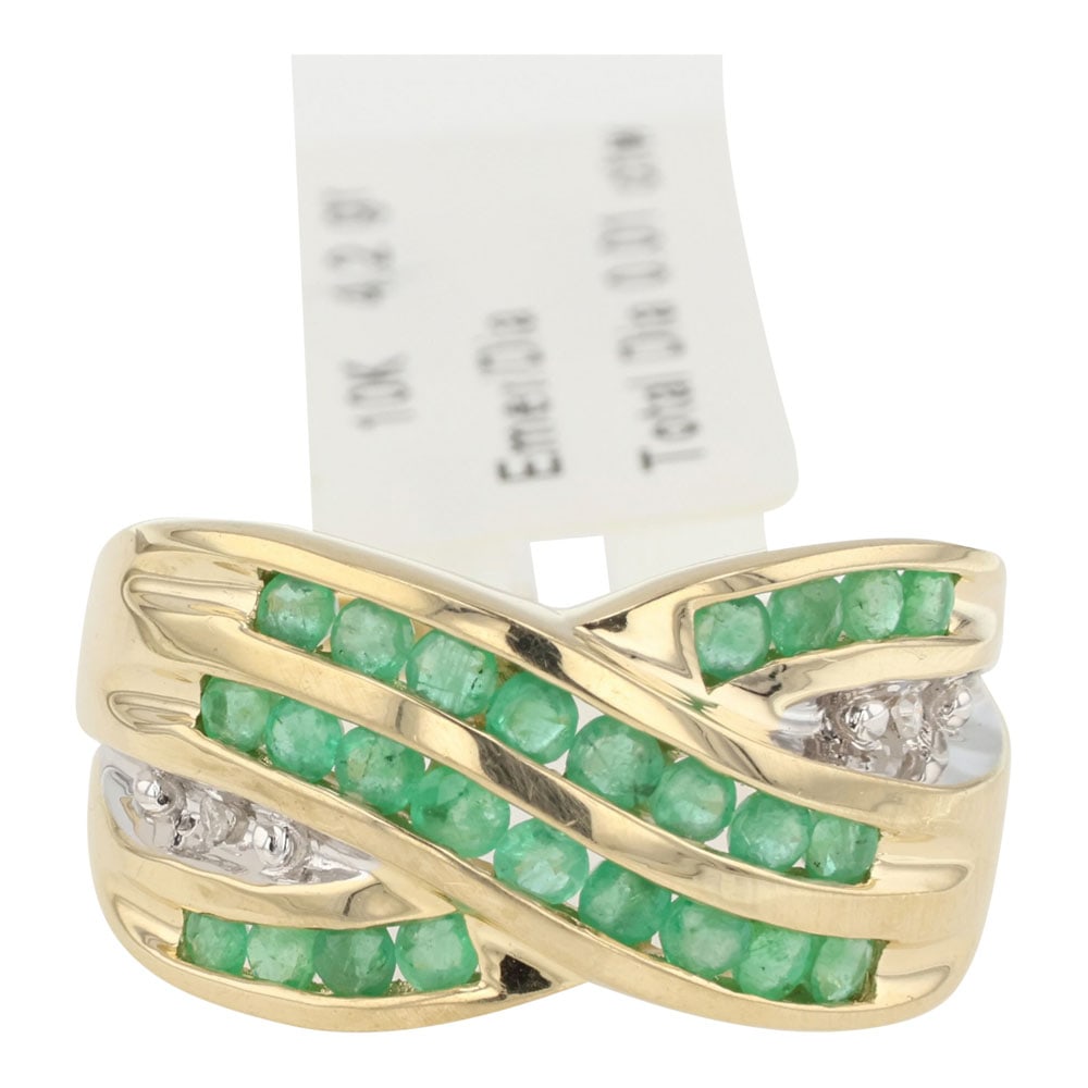10K Gold Emeralds and Diamond ring (1 of 3)