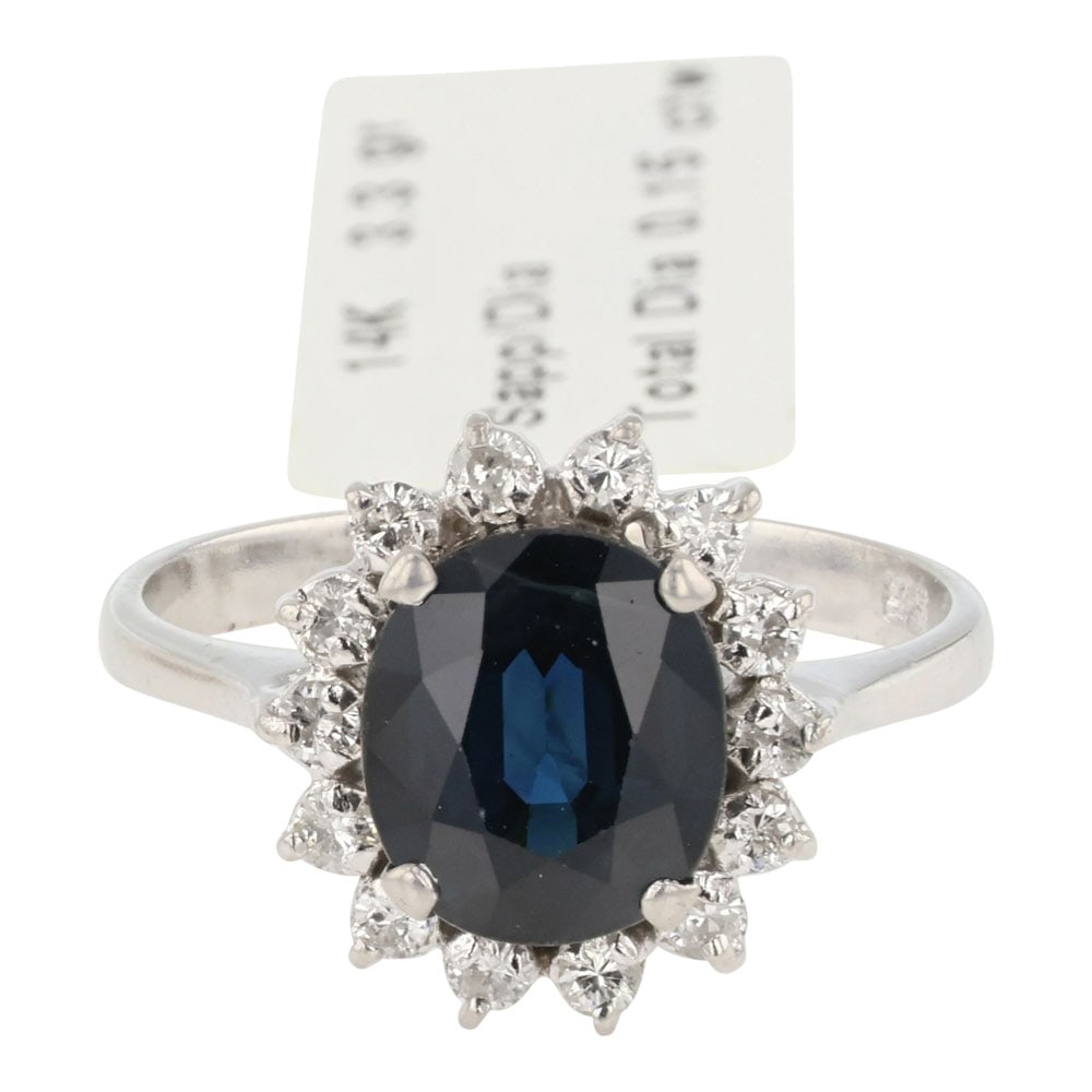 14K White Gold Sapphire and Diamond ring (1 of 4)