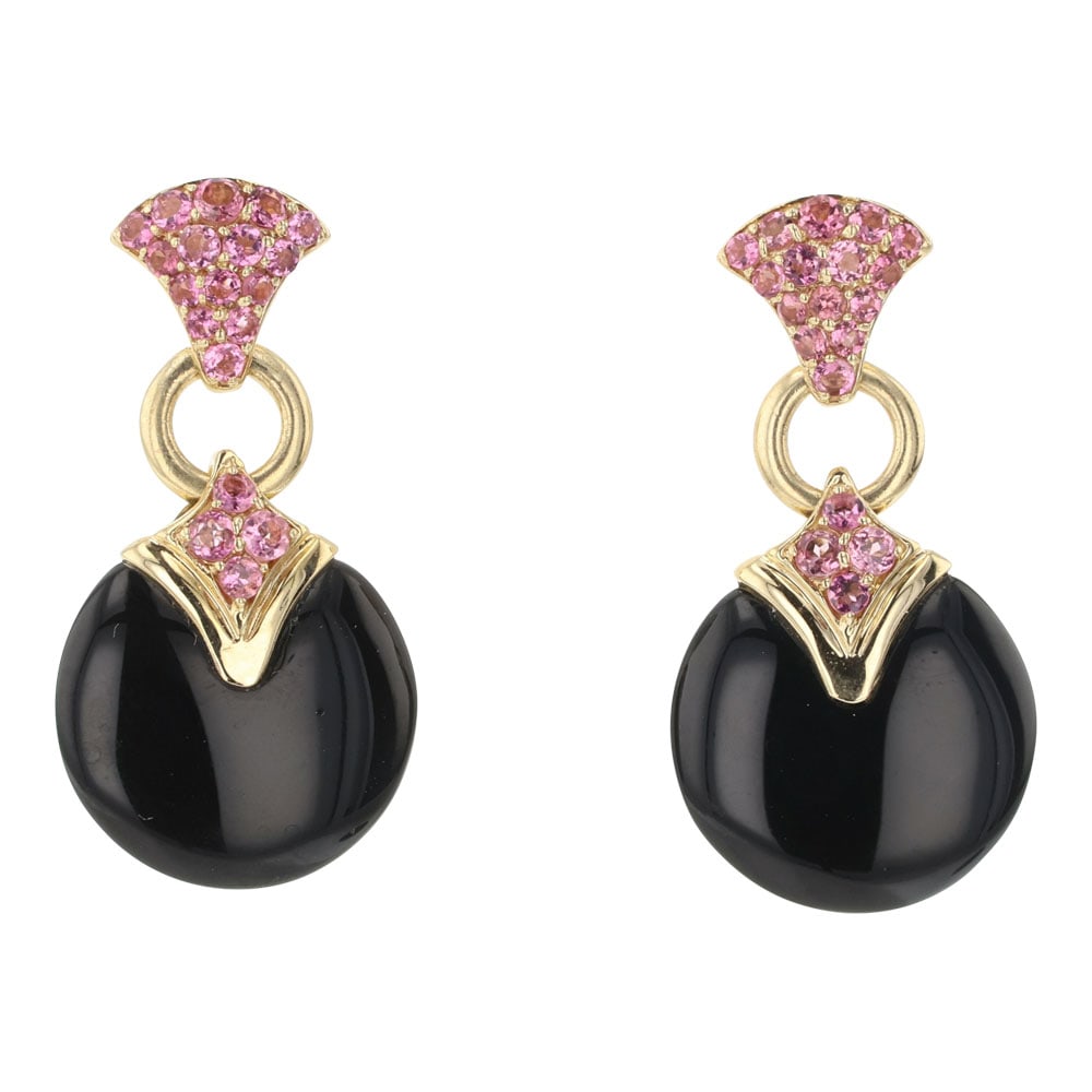 14K Gold Tourmaline and black onyx earrings (1 of 4)