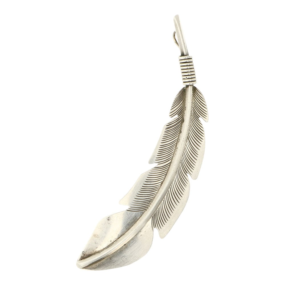 Navajo Plain Silver Feather Pin & Pendant (1 of 2)