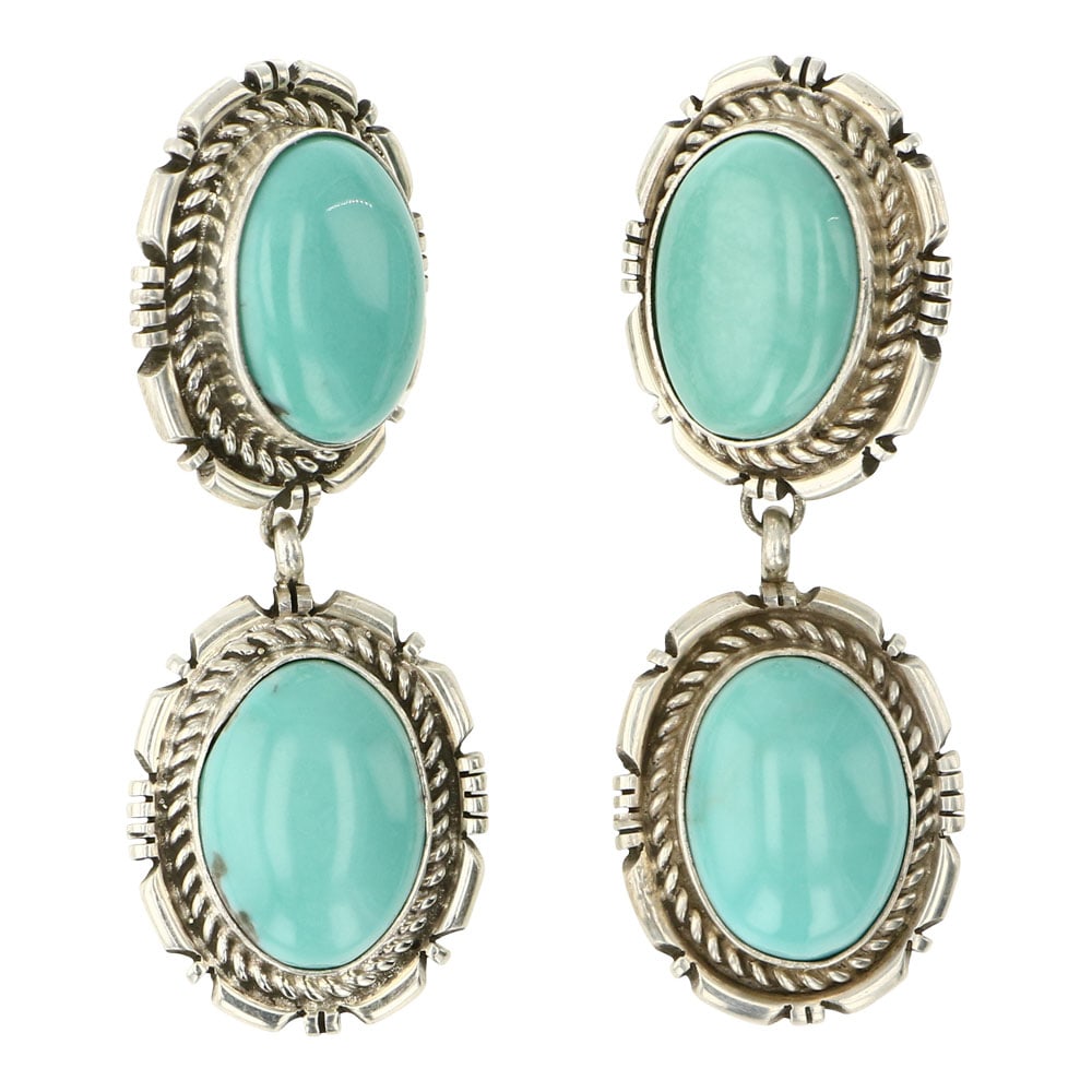 Eddie Secatero Navajo Compitos Turquoise Earrings (1 of 2)