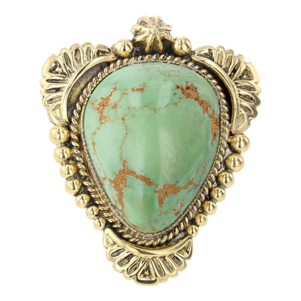 Mark Yazzie Navajo 18K Gold Godber's Turquoise Ring (1 of 3)