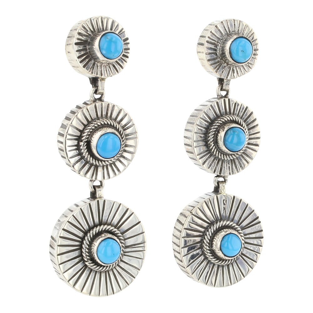 Catheryn Webster Navajo Sleeping Beauty Turquoise Earrings: Sterling Silver | Genuine Navajo Sleeping Beauty Turquoise | Catheryn Webster Navajo Sleeping Beauty Turquoise Earrings | Navajo Native American Southwest Indian Jewelry | Approximate Weight: 12 Grams