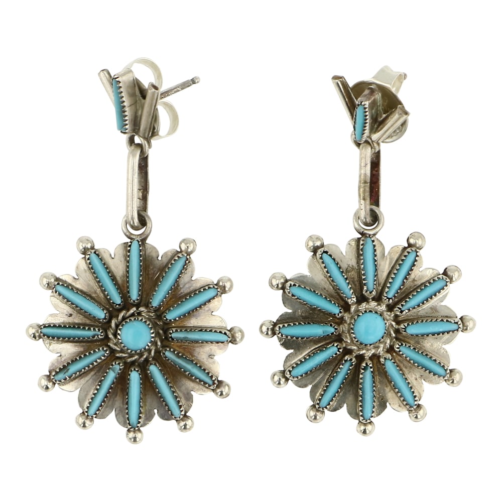 Vintage Zuni Sleeping Beauty Turquoise Needlepoint Earrings (1 of 2)
